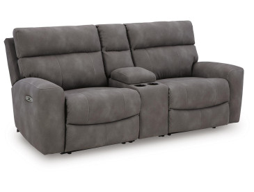 Next-Gen Durapella 3-Piece Power Reclining Sectional Loveseat with Console - Slate
