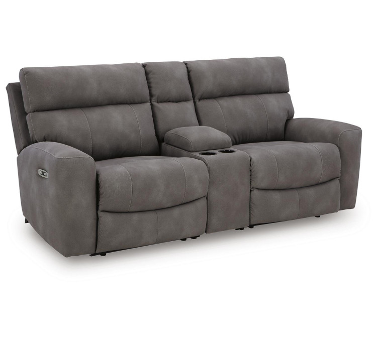 Next-Gen Durapella 3-Piece Power Reclining Sectional Loveseat with Console - Slate