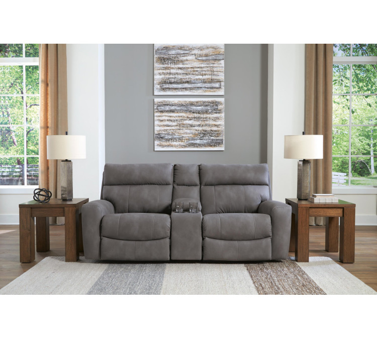 Next-Gen Durapella 3-Piece Power Reclining Sectional Loveseat with Console - Slate