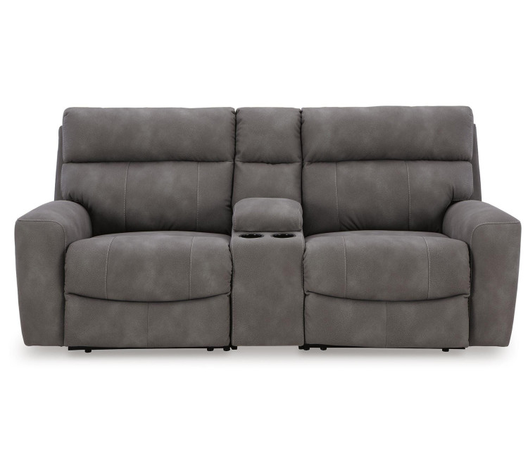 Next-Gen Durapella 3-Piece Power Reclining Sectional Loveseat with Console - Slate