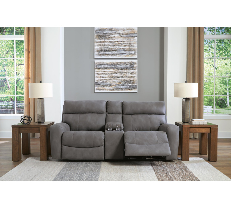 Next-Gen Durapella 3-Piece Power Reclining Sectional Loveseat with Console - Slate