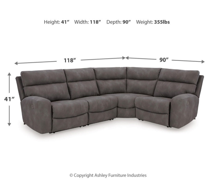 Next-Gen Durapella 4-Piece Power Reclining Sectional - Slate