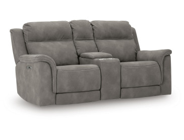 Next-Gen Durapella Power Reclining Loveseat with Console - Slate