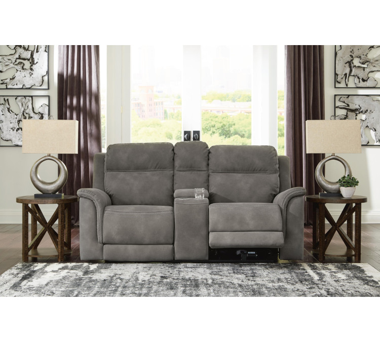 Next-Gen Durapella Power Reclining Loveseat with Console - Slate