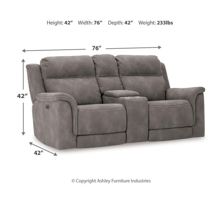 Next-Gen Durapella Power Reclining Loveseat with Console - Slate