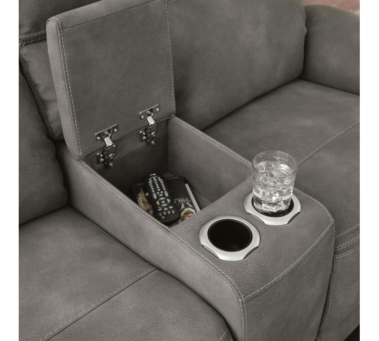 Next-Gen Durapella Power Reclining Loveseat with Console - Slate