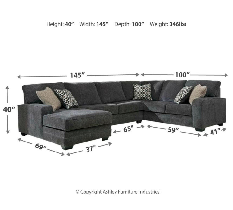 Tracling 3-Piece Sectional with Chaise - Slate