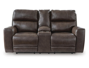 Beadel Power Reclining Loveseat with Console - Smoke
