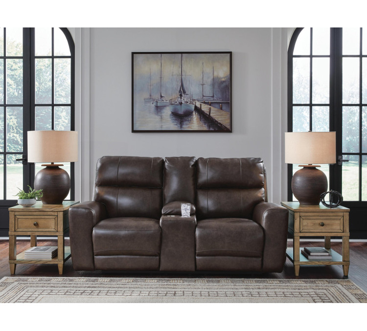 Beadel Power Reclining Loveseat with Console - Smoke