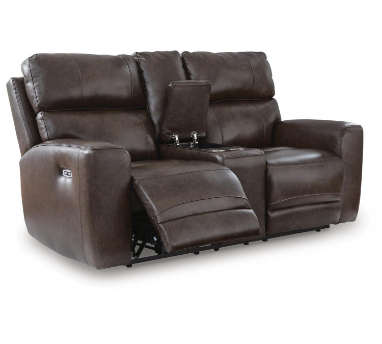 Beadel Power Reclining Loveseat with Console - Smoke