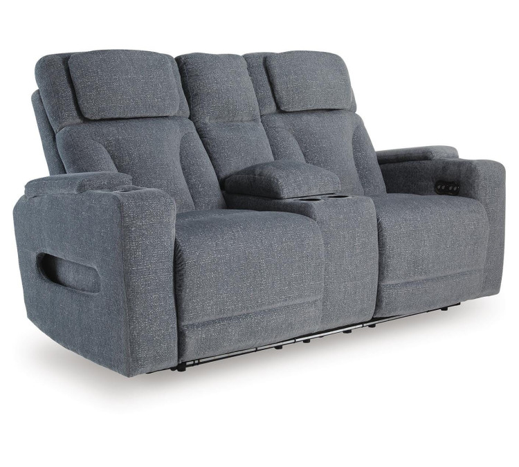 Forest Lake Power Reclining Loveseat with Console - Steel