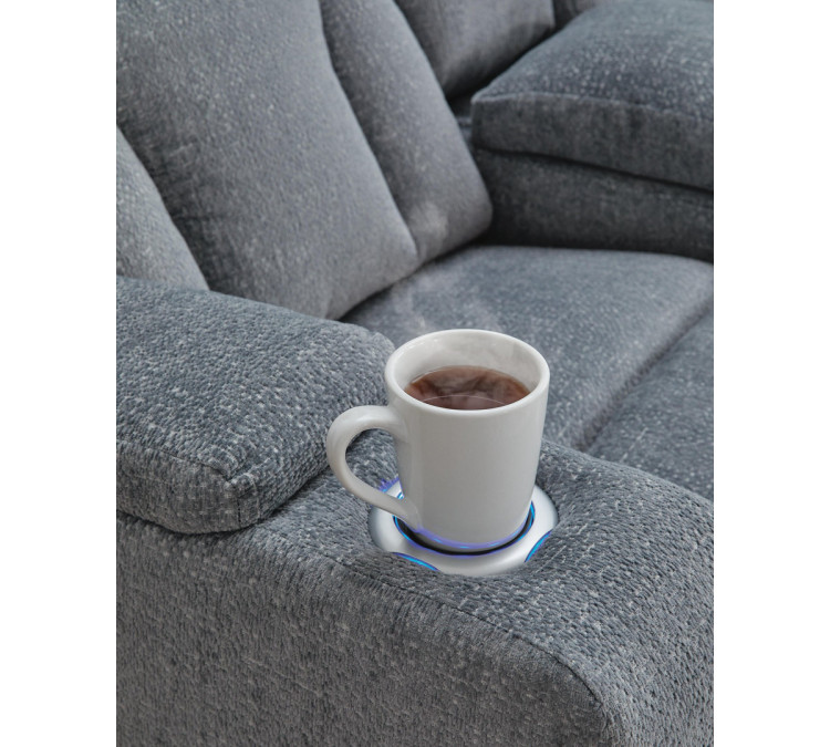 Forest Lake Power Reclining Loveseat with Console - Steel