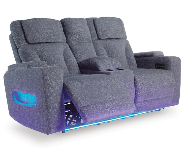 Forest Lake Power Reclining Loveseat with Console - Steel