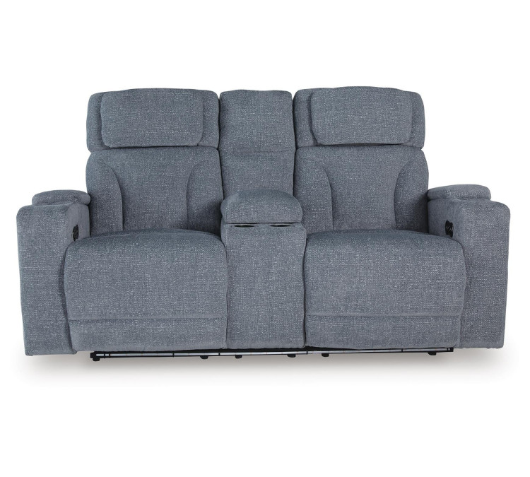 Forest Lake Power Reclining Loveseat with Console - Steel