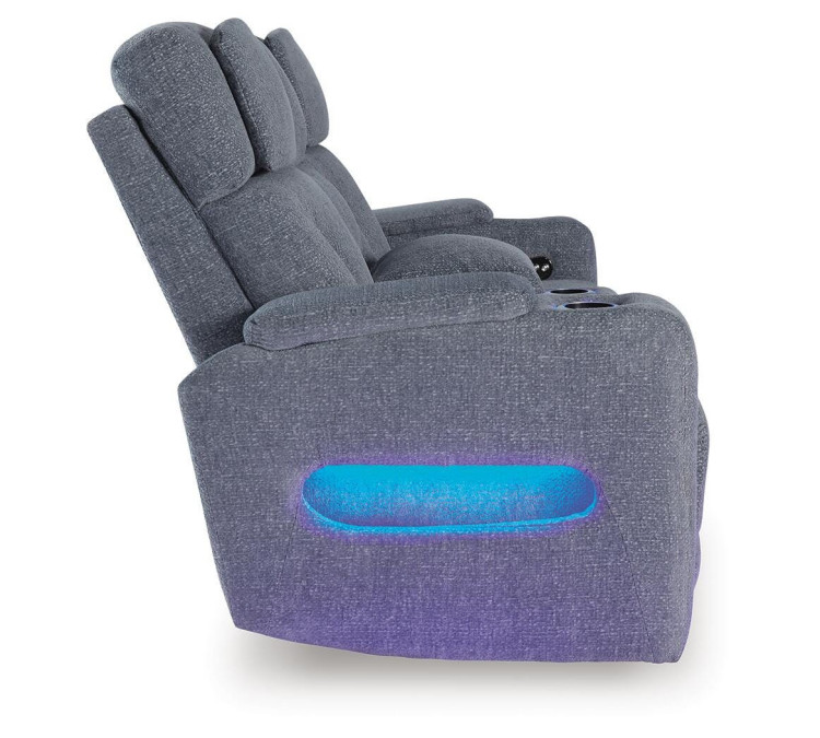 Forest Lake Power Reclining Loveseat with Console - Steel