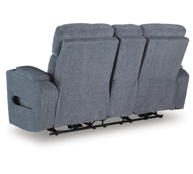 Forest Lake Power Reclining Loveseat with Console - Steel