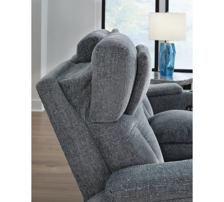 Forest Lake Power Reclining Loveseat with Console - Steel