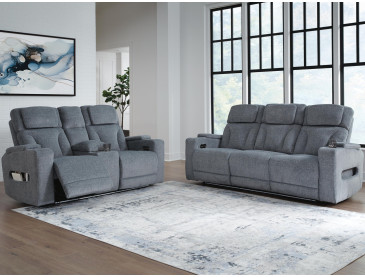 Forest Lake Sofa and Loveseat - Steel