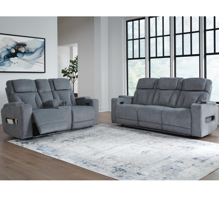 Forest Lake Sofa and Loveseat - Steel