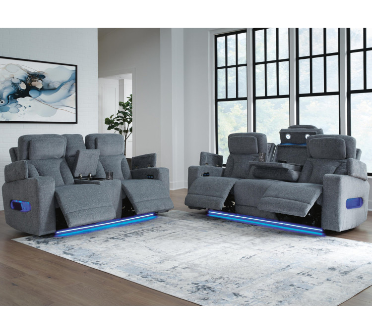 Forest Lake Sofa and Loveseat - Steel