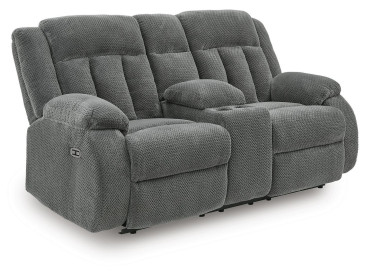 Greely Bend Power Reclining Loveseat with Console - Steel