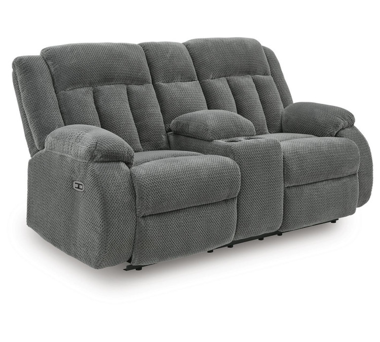 Greely Bend Power Reclining Loveseat with Console - Steel