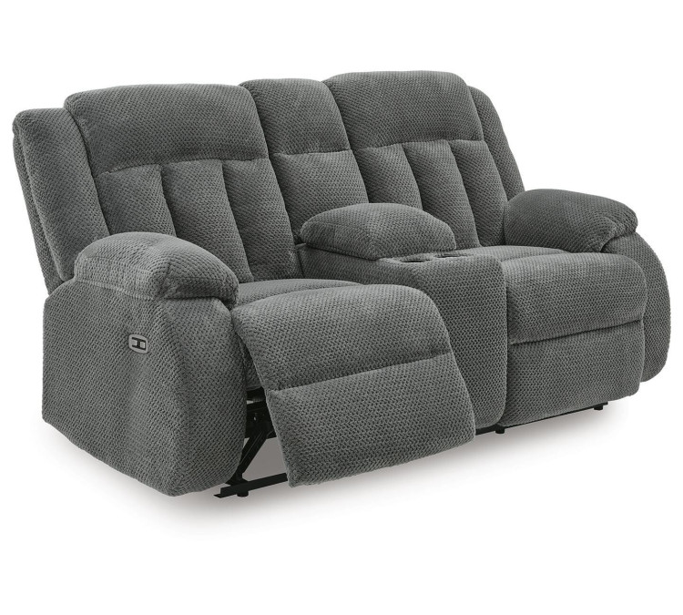 Greely Bend Power Reclining Loveseat with Console - Steel