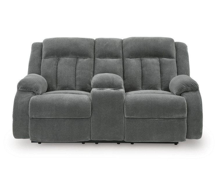 Greely Bend Power Reclining Loveseat with Console - Steel