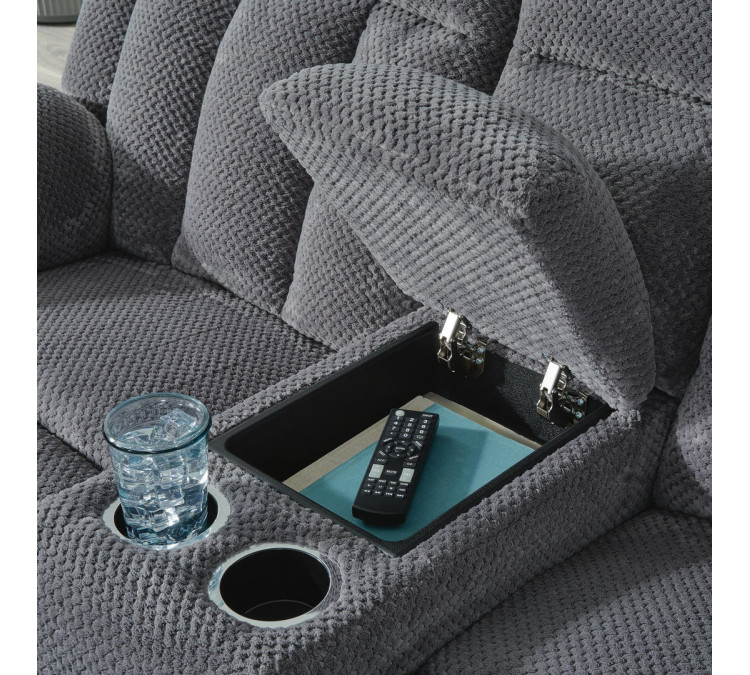 Greely Bend Power Reclining Loveseat with Console - Steel