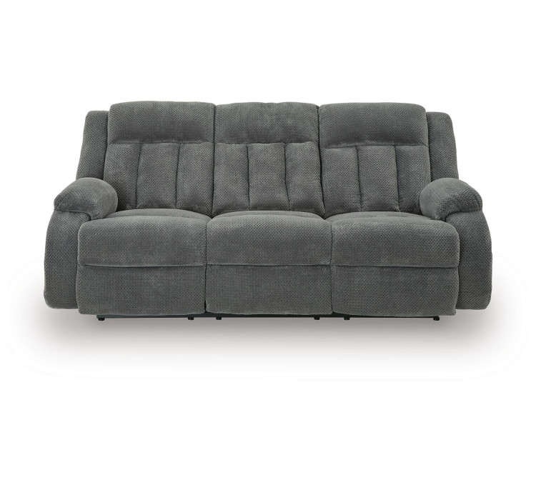 Greely Bend Power Reclining Sofa with Drop Down Table - Steel