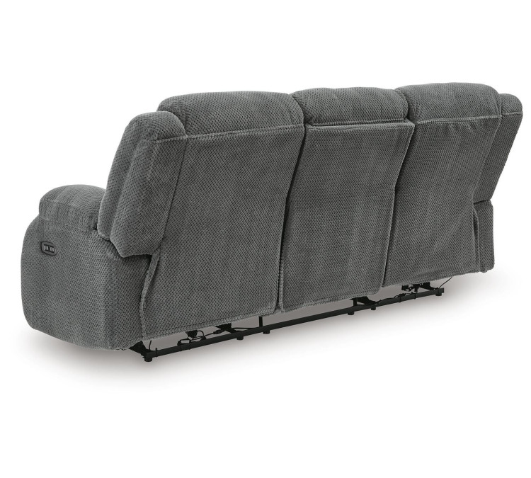 Greely Bend Power Reclining Sofa with Drop Down Table - Steel