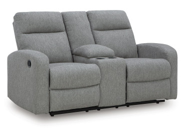 Moreau Place Reclining Loveseat with Console - Sterling