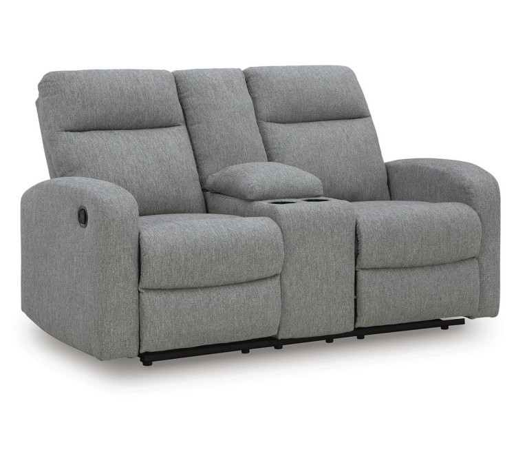 Moreau Place Reclining Loveseat with Console - Sterling