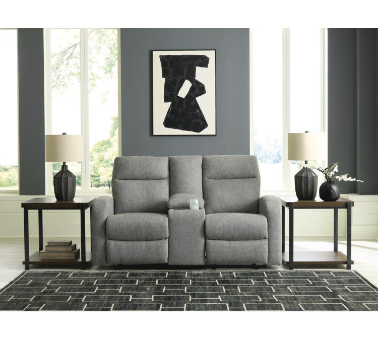 Moreau Place Reclining Loveseat with Console - Sterling