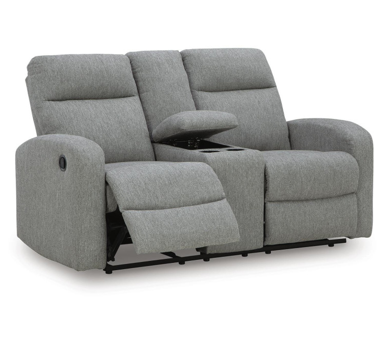 Moreau Place Reclining Loveseat with Console - Sterling