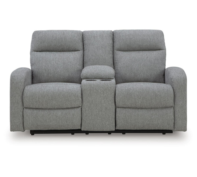 Moreau Place Reclining Loveseat with Console - Sterling