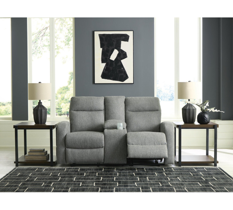 Moreau Place Reclining Loveseat with Console - Sterling