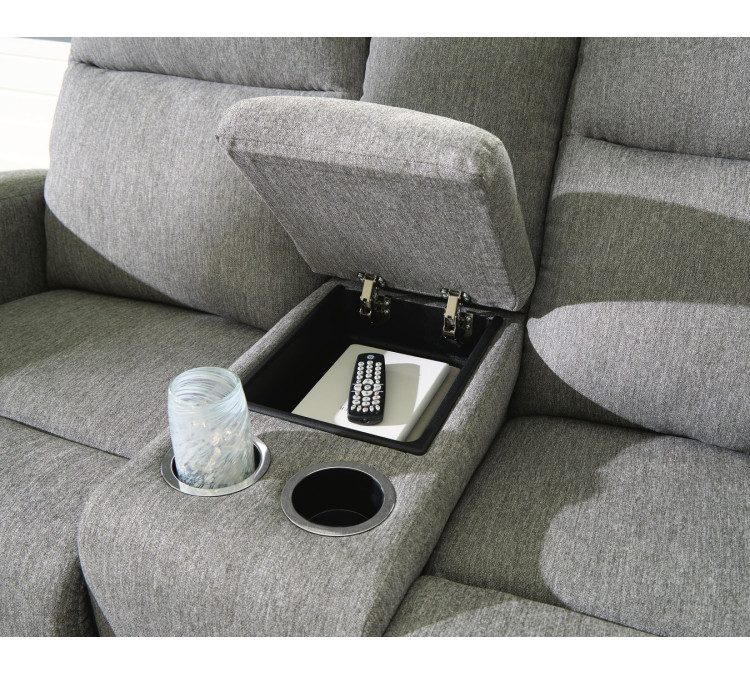 Moreau Place Reclining Loveseat with Console - Sterling