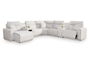 Modmax II 7-Piece Power Reclining Sectional with Chaise and Audio Console - Stone