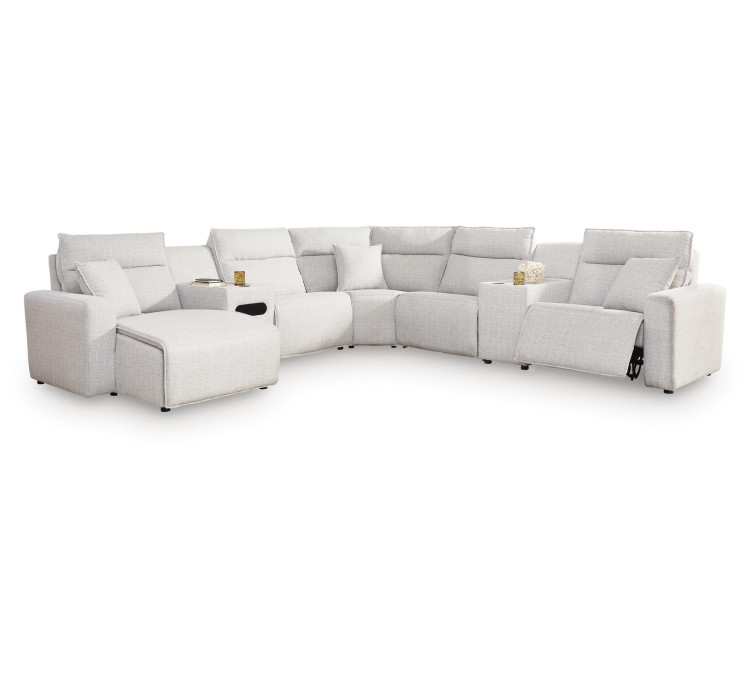 Modmax II 7-Piece Power Reclining Sectional with Chaise and Audio Console - Stone