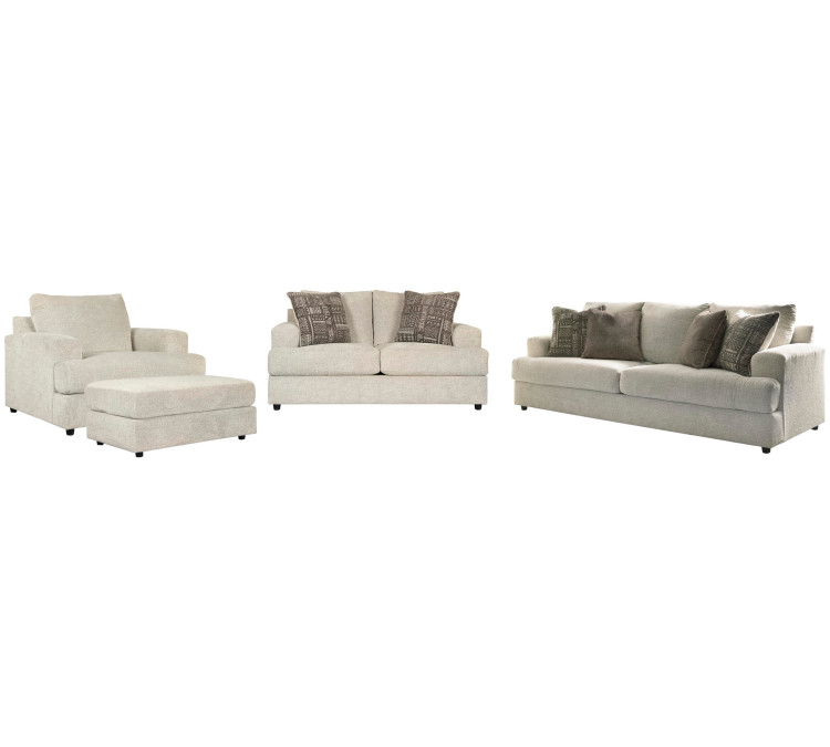 Soletren Sofa, Loveseat, Chair and Ottoman - Stone