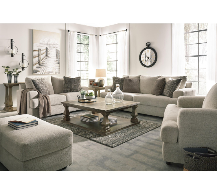 Soletren Sofa, Loveseat, Chair and Ottoman - Stone