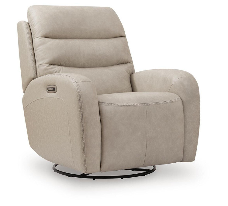 Falloway Swivel Glider Power Recliner - Stonewash