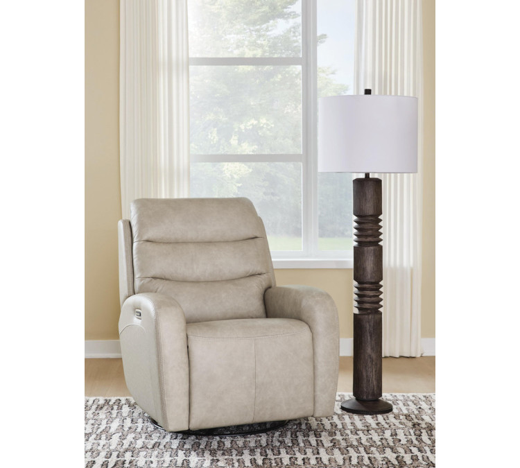Falloway Swivel Glider Power Recliner - Stonewash