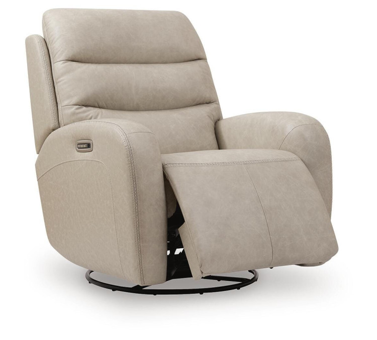 Falloway Swivel Glider Power Recliner - Stonewash