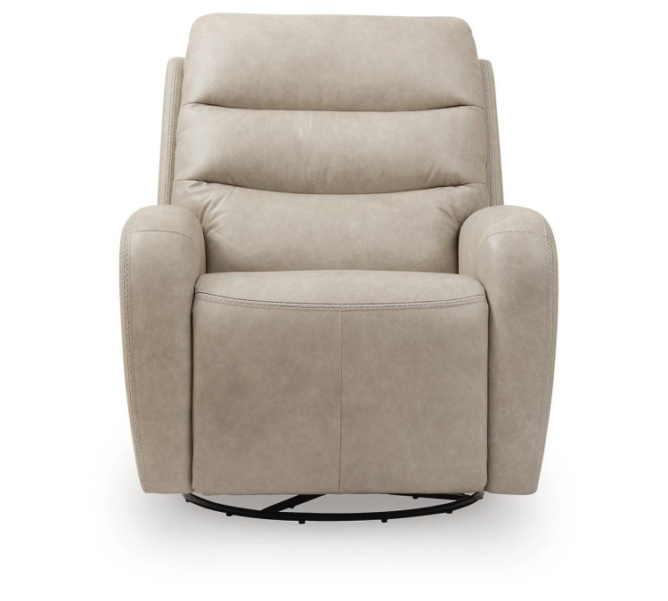 Falloway Swivel Glider Power Recliner - Stonewash