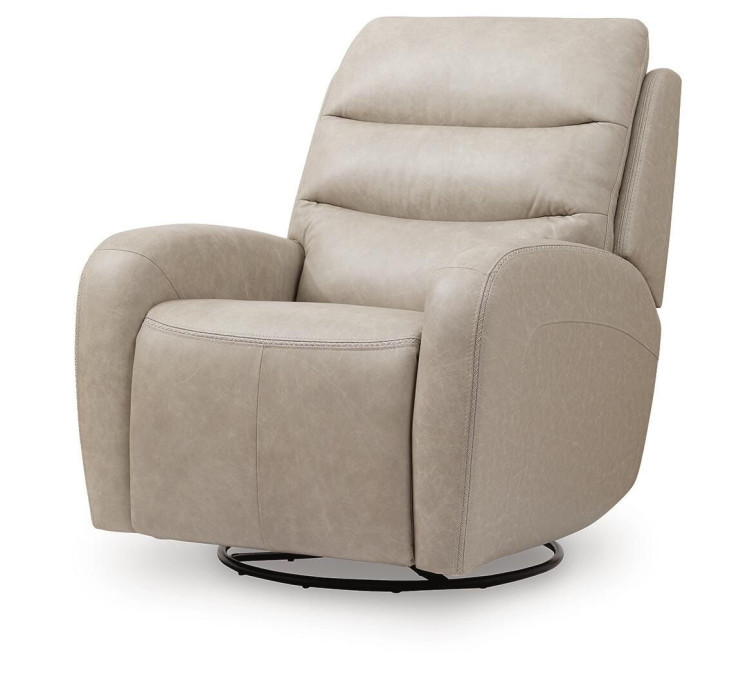 Falloway Swivel Glider Power Recliner - Stonewash
