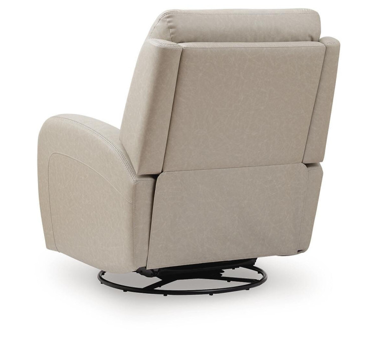 Falloway Swivel Glider Power Recliner - Stonewash