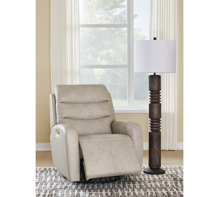 Falloway Swivel Glider Power Recliner - Stonewash
