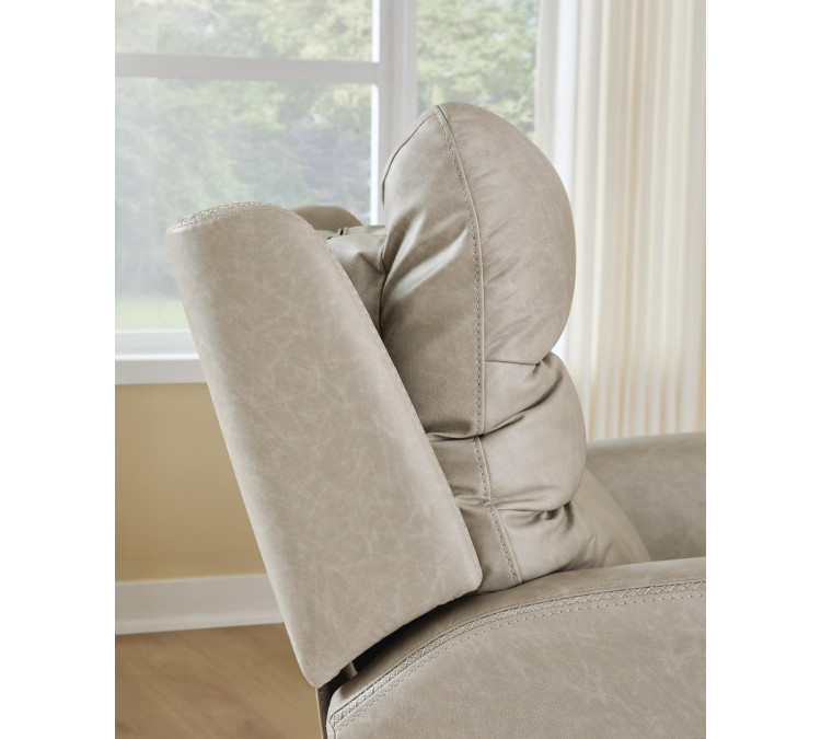 Falloway Swivel Glider Power Recliner - Stonewash